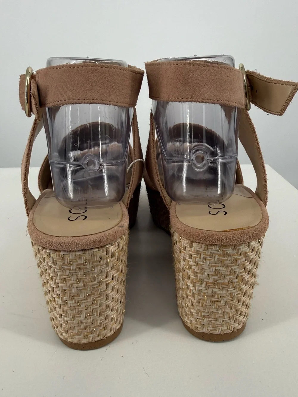 Sole Society Tan Suede Open-Toe Block Heel Sandals